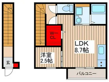 グレイシャス白岡(1LDK/2階)の間取り写真