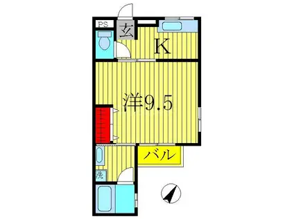 東初石アイビーハイツ(1K/2階)の間取り写真