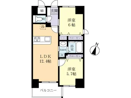 DASHII(2LDK/7階)の間取り写真