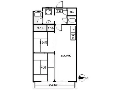 ファミール愛宕(2LDK/4階)の間取り写真