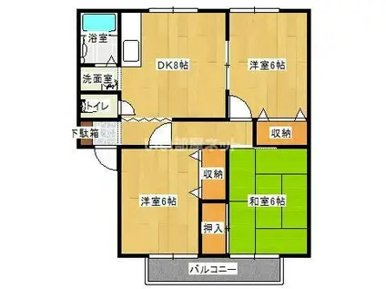 サンビレッジ葛原D棟(3DK/2階)の間取り写真