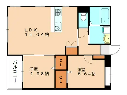 フルリジェール花見が浜(2LDK/5階)の間取り写真