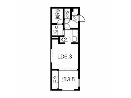 FIRST LEBEN月寒(1LDK/2階)の間取り写真