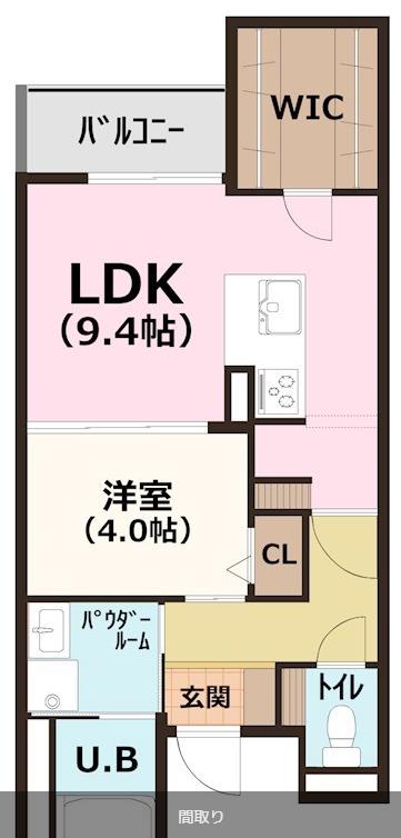 ぱくたうんルナ名古屋(1LDK/5階)の間取り写真