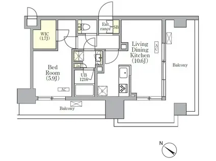 ORSUS 三ノ輪(1LDK/2階)の間取り写真