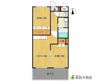 クレオール(2LDK/1階)の間取り写真