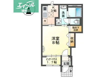 カーサ・フェリーチェI(1K/1階)の間取り写真