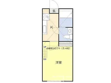 K-FLAT(1K/1階)の間取り写真