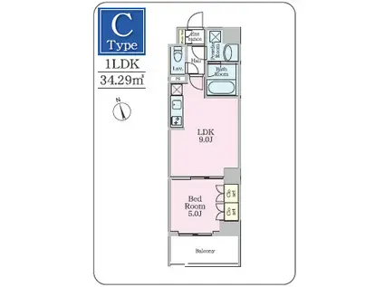 都電荒川線 早稲田駅(都電) 徒歩4分 7階建 築5年(1LDK/4階)の間取り写真