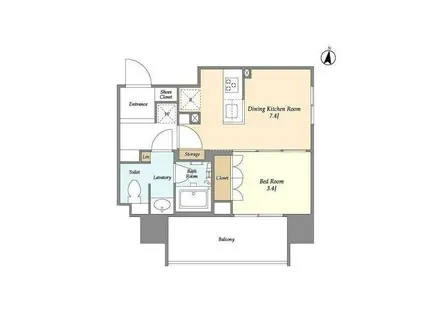 オルサス中野(1DK/12階)の間取り写真