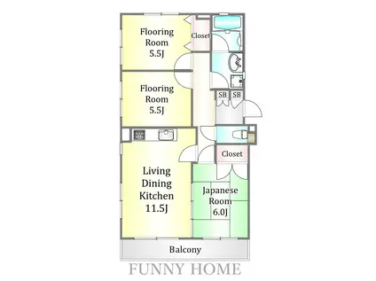 フラット瀬田(3LDK/2階)の間取り写真
