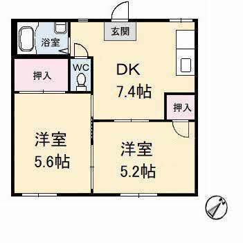 ジュネス川口(2DK/1階)の間取り写真