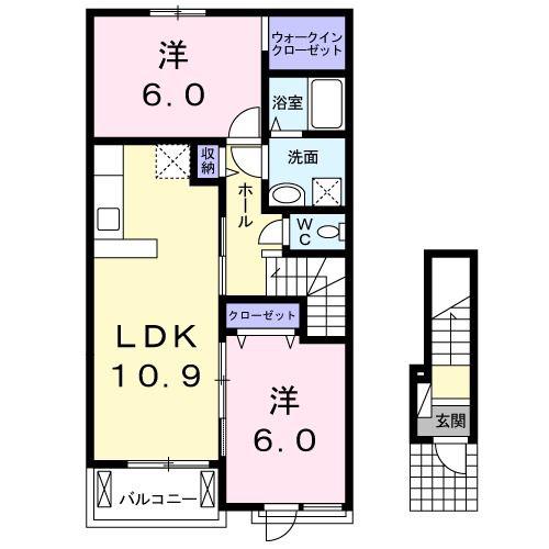コンフォール ベル・ウッド(2LDK/2階)の間取り写真