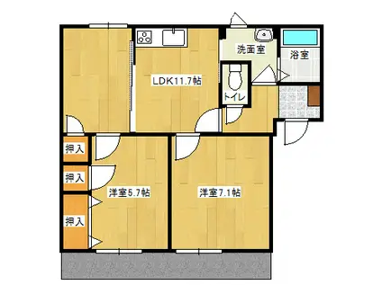 フレグランス渡本(3DK/1階)の間取り写真