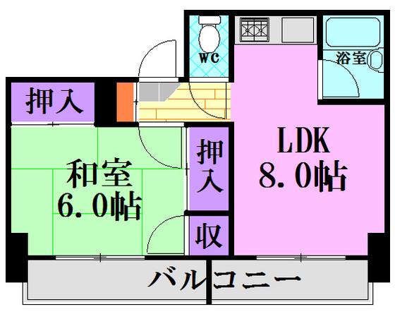 土居ビル(1DK/5階)の間取り写真