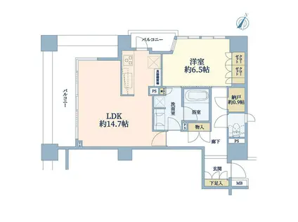 パークホームズ新宿若松町(1LDK/7階)の間取り写真