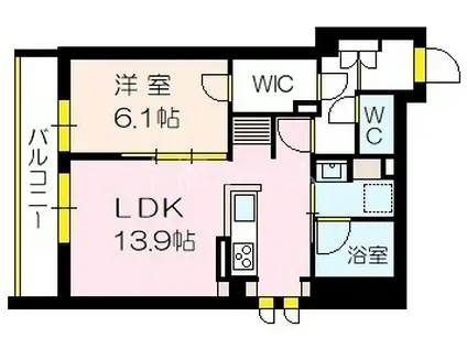 ヴェルチュ千里丘(1LDK/3階)の間取り写真