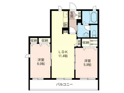 ラ・ネージュ(2LDK/3階)の間取り写真