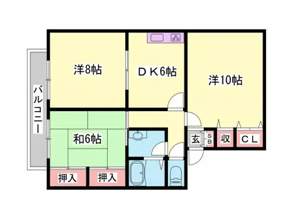 メゾンコスモスⅠ番館(3DK/2階)の間取り写真