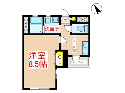 ロイヤルマンション国分(1K/5階)の間取り写真