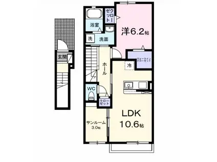 マ・メゾンII(1LDK/2階)の間取り写真