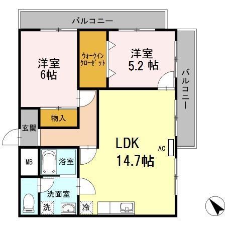 レジデンス内田(2LDK/4階)の間取り写真