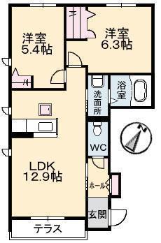 シャーメゾン小泉(2LDK/1階)の間取り写真