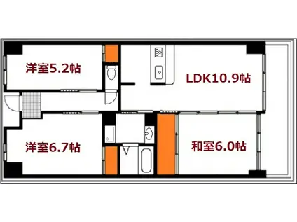 フォーラム牛田南(3LDK/2階)の間取り写真