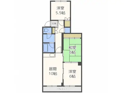 ハイツシャトー(3LDK/2階)の間取り写真