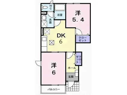 エスポワール2001A(2DK/1階)の間取り写真