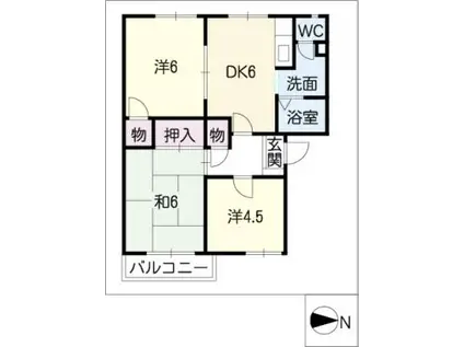 グランシャリオ日永西 C(3DK/2階)の間取り写真