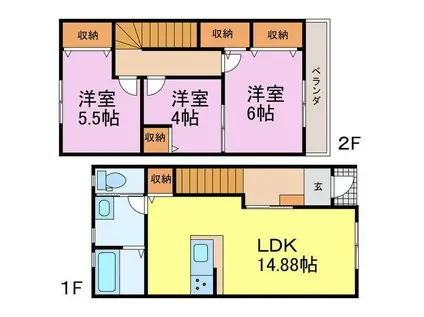 リーブルファインかじま台(3LDK/1階)の間取り写真
