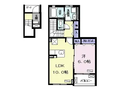 ローレルI(1LDK/2階)の間取り写真