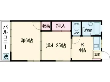中越コーポ(2K/2階)の間取り写真