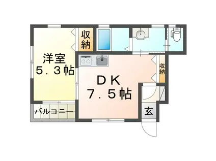 Kパラッツオ西舞子(1LDK/2階)の間取り写真