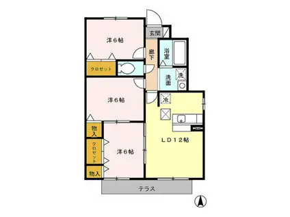 ブランシェコートL II(3LDK/1階)の間取り写真