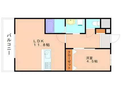 SK福津(1LDK/10階)の間取り写真