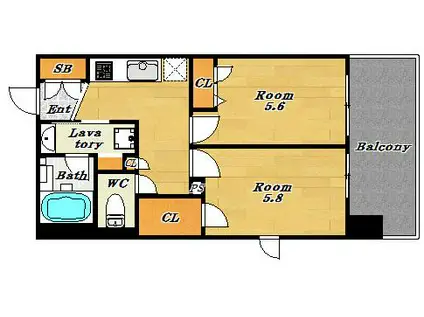 エステムプラザ福島ジェネル(2K/2階)の間取り写真