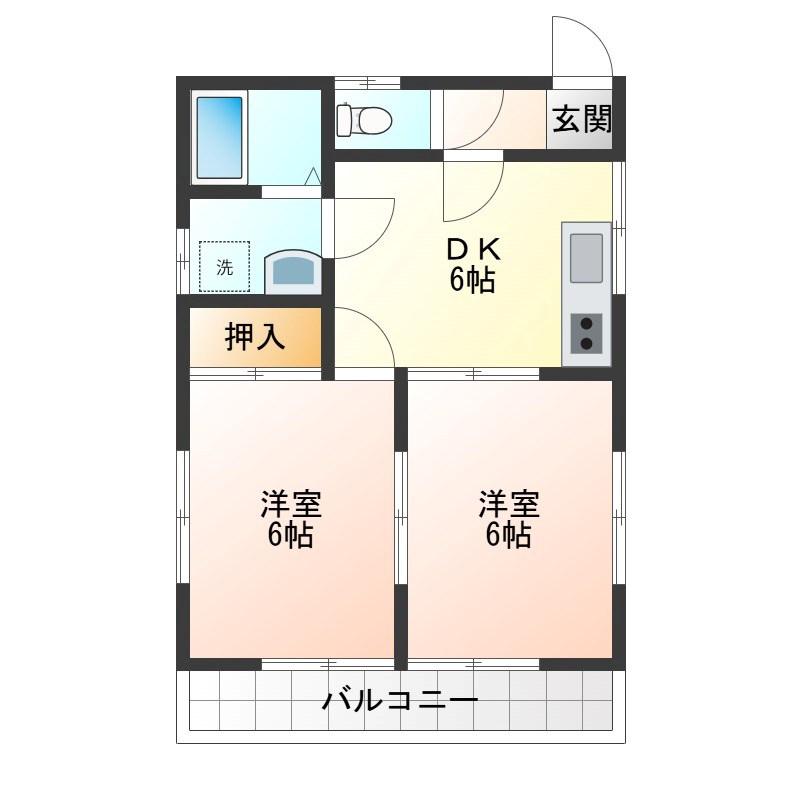 テヅカハイツ(2DK/2階)の間取り写真