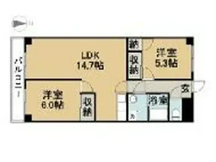 BELL TREES 古川(2LDK/3階)の間取り写真