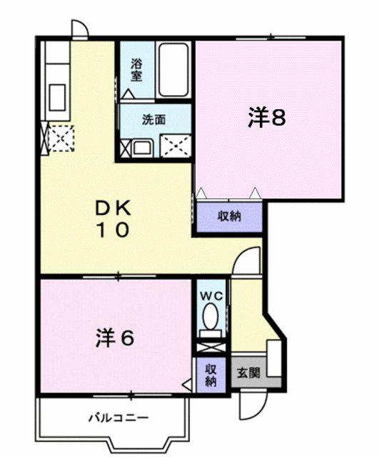 ローブレTK(2LDK/1階)の間取り写真