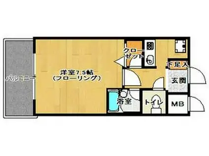 ピュアドームグランティー博多(1K/7階)の間取り写真