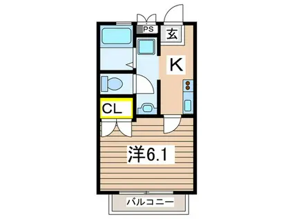 ウッドヒル坂本(1K/1階)の間取り写真