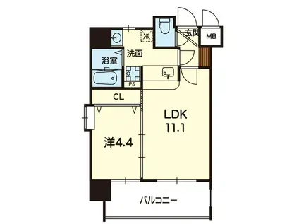 ヒーローマンション九品寺(1LDK/3階)の間取り写真