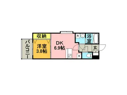 ギャランティー21博多NO66(1DK/13階)の間取り写真