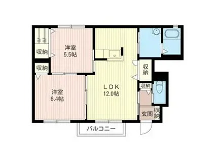 ヴィータ・ヴァロール(2LDK/1階)の間取り写真