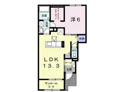 グラシーヌ I(1LDK/1階)の間取り写真
