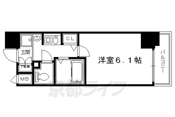 エステムコート京都烏丸II(1K/4階)の間取り写真