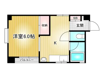 HP黄金ビル(ワンルーム/3階)の間取り写真