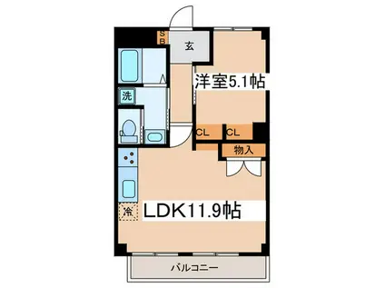 グリーンウッド大蔵(1LDK/3階)の間取り写真